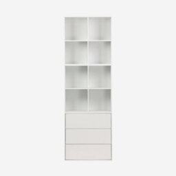 Sweeek - Shelf Modular Bookcase With White Wood Decor 3 Elements 3 Drawers 8 Niches 70X35X210 Cm Kompo - thumbnail 3