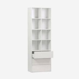 Sweeek - Shelf Modular Bookcase With White Wood Decor 3 Elements 3 Drawers 8 Niches 70X35X210 Cm Kompo - thumbnail 2