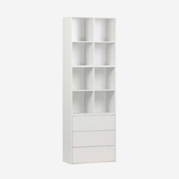 Sweeek - Shelf Modular Bookcase With White Wood Decor 3 Elements 3 Drawers 8 Niches 70X35X210 Cm Kompo - thumbnail 1