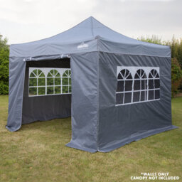 Sealey Dellonda Premium Side Walls Doors Windows For Gazebo Marquee Fits 2 X 2M - Grey - thumbnail 5