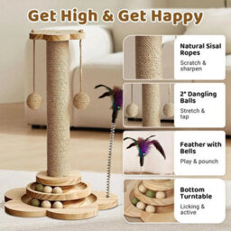 Tall Cat Scratching Post Cats Tree Scratcher Kitten Scratch Post Play Track Ball - thumbnail 4