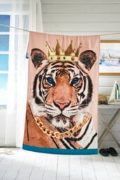 Deyongs Tiger Printed Velour 75X150Cm Cotton Beach Towel - thumbnail 1