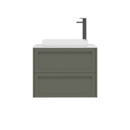 Royal Bathrooms Royal Bathroom Elmore 700mm Matt Green Wall Mounted Countertop Bathroom Vanity Unit 2 Drawer With Qubix Basin - thumbnail 7