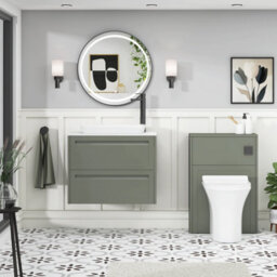 Royal Bathrooms Royal Bathroom Elmore 700mm Matt Green Wall Mounted Countertop Bathroom Vanity Unit 2 Drawer With Qubix Basin - thumbnail 5