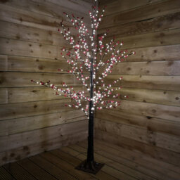 Samuel Alexander 5Ft (1.5M) Light Up Black Christmas Twig Tree With Red Berries & Warm White Leds - thumbnail 4