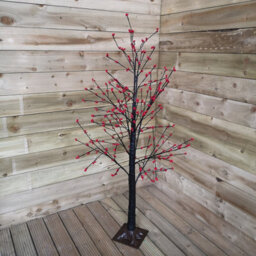 Samuel Alexander 5Ft (1.5M) Light Up Black Christmas Twig Tree With Red Berries & Warm White Leds - thumbnail 6