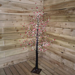 Samuel Alexander 5Ft (1.5M) Light Up Black Christmas Twig Tree With Red Berries & Warm White Leds - thumbnail 2