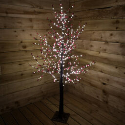 Samuel Alexander 5Ft (1.5M) Light Up Black Christmas Twig Tree With Red Berries & Warm White Leds