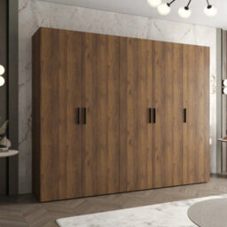 Arte Bari I 250Cm Oak Walnut Hinged Wardrobe With Generous Rail Space