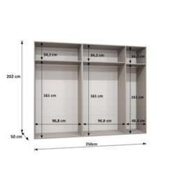 Arte Bari I 250Cm Oak Walnut Hinged Wardrobe With Generous Rail Space - thumbnail 3