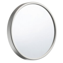 Beslagsboden Silver Abs Plastic Bathroom Mirror (130mm) With Suction Cup Wall Mount, 12X Magnification, Makeup Shaving Mirror