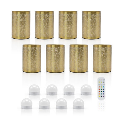 Auraglow Omniance Seraphine Rechargeable Wireless Table Lamp With Remote - Brass - 8 Lamps, 8 Light Sources, 1 Remote - image 1