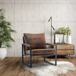 Faux Leather Suede Brown Graziana Accent Chair - thumbnail 2