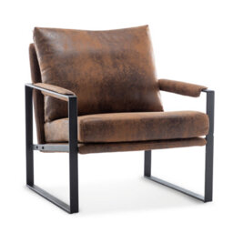 Faux Leather Suede Brown Graziana Accent Chair - thumbnail 7