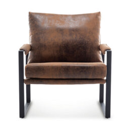 Faux Leather Suede Brown Graziana Accent Chair - thumbnail 3