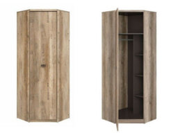 Impact Furniture Corner Wardrobe L Shaped Storage Hanging Rail Shelves Urban Grey Oak Effect Malcolm 1 Door Bedroom - thumbnail 1