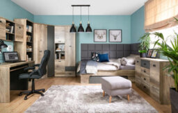 Impact Furniture Corner Wardrobe L Shaped Storage Hanging Rail Shelves Urban Grey Oak Effect Malcolm 1 Door Bedroom - thumbnail 8