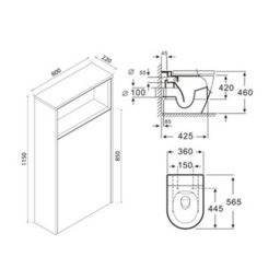Homestylestore 600mm Dark Oak Floorstanding Open Shelf Bathroom Toilet Wc Unit Back To Wall Pan With Led - thumbnail 3