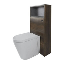 Homestylestore 600mm Dark Oak Floorstanding Open Shelf Bathroom Toilet Wc Unit Back To Wall Pan With Led - thumbnail 1