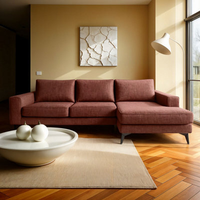 Abakus Direct Venice Corner Sofa In Burgundy Right Facing With Deep Seats And Extra-Wide Padded Arms - image 1