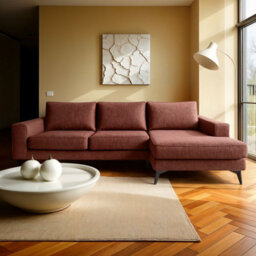 Abakus Direct Venice Corner Sofa In Burgundy Right Facing With Deep Seats And Extra-Wide Padded Arms