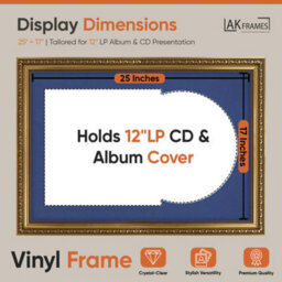 "AK Frames 25X17"" Gold Ornate Vinyl Record Frame With Blue Mount For 12 Inch Lp Cover & Disc - Overlapped Design" - thumbnail 2