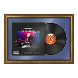 "AK Frames 25X17"" Gold Ornate Vinyl Record Frame With Blue Mount For 12 Inch Lp Cover & Disc - Overlapped Design" - thumbnail 1
