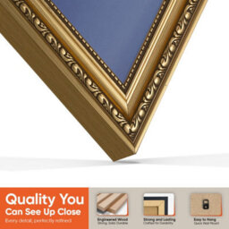 "AK Frames 25X17"" Gold Ornate Vinyl Record Frame With Blue Mount For 12 Inch Lp Cover & Disc - Overlapped Design" - thumbnail 3
