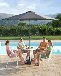 Songmics Sun Canopy, Adjustable Tilt, Crank Operated, Patio, Balcony, Poolside, Beach, Stand Not Included, Grey - thumbnail 1