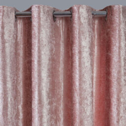 "Ohs Crushed Velvet Eyelet Ring Top Pair Of Fully Lined Curtains - Blush Pink, 66"" X 90""" - thumbnail 2