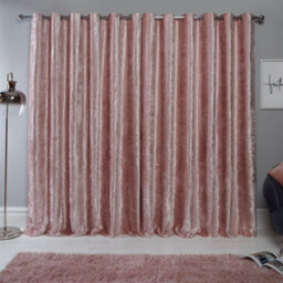 "Ohs Crushed Velvet Eyelet Ring Top Pair Of Fully Lined Curtains - Blush Pink, 66"" X 90""" - thumbnail 3