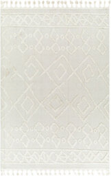 Livabliss Nora-Geometric Grey Ivory High Pile Fringe Living Dining Bedroom Rug 160 X 213 Cm Easy Care, Non Shedding - thumbnail 1