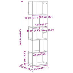 Walplus Bookcase 5-Tier Artisian Oak 45X23.5X162.5 Cm Engineered Wood - thumbnail 8