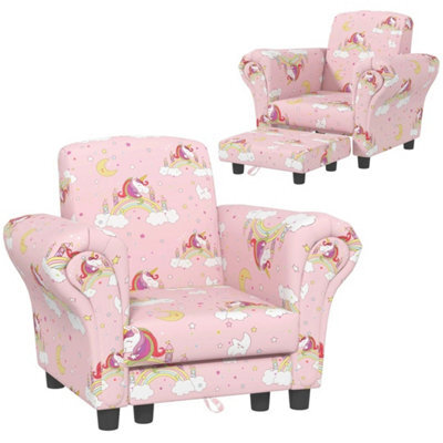 Kids Sofa Set Toddler Armchair Footrest Pink - image 1