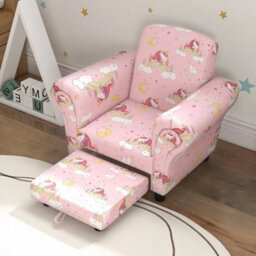 Kids Sofa Set Toddler Armchair Footrest Pink - thumbnail 6