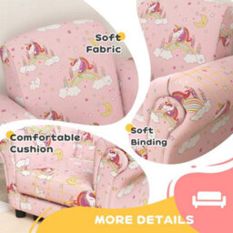 Kids Sofa Set Toddler Armchair Footrest Pink - thumbnail 3