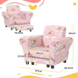 Kids Sofa Set Toddler Armchair Footrest Pink - thumbnail 2