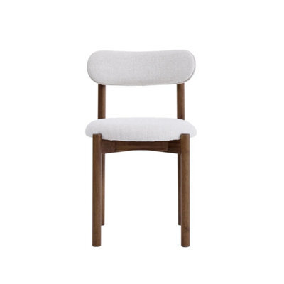 Elmora Set Of 2 Beige Textured Fabric Dining Chair With Walnut Effect Solid Wood Frame - image 1