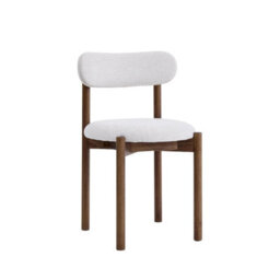 Elmora Set Of 2 Beige Textured Fabric Dining Chair With Walnut Effect Solid Wood Frame - thumbnail 2