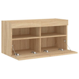 Walplus Tv Wall Cabinet With Led Lights Sonoma Oak 80X30X40 Cm - thumbnail 8