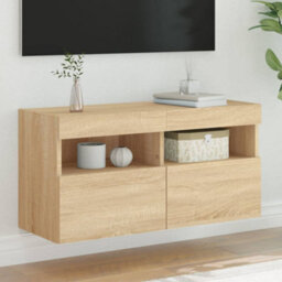 Walplus Tv Wall Cabinet With Led Lights Sonoma Oak 80X30X40 Cm - thumbnail 1