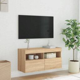 Walplus Tv Wall Cabinet With Led Lights Sonoma Oak 80X30X40 Cm - thumbnail 5