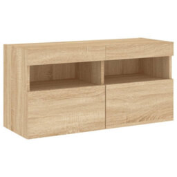 Walplus Tv Wall Cabinet With Led Lights Sonoma Oak 80X30X40 Cm - thumbnail 3