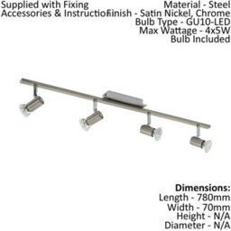 Stylish Semi Flush Ceiling Light With Satin Nickel And Chrome Finish - 4X5W Gu10 Bulbs - thumbnail 2