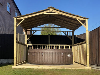 Edecks Garden Patio Hot Tub Gazebo & Stairs Decking Diy Kit 3000mm X 3000mm Outdoor Pressure Treated Timber
