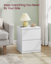 LEDREM Nightstand With Charging Station, Bedside Table With Drawers, Side End Table, 2 Ac Outlets, 2 Usb Ports, For Bedroom, White - thumbnail 6