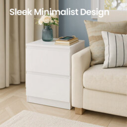 LEDREM Nightstand With Charging Station, Bedside Table With Drawers, Side End Table, 2 Ac Outlets, 2 Usb Ports, For Bedroom, White - thumbnail 2