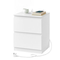 LEDREM Nightstand With Charging Station, Bedside Table With Drawers, Side End Table, 2 Ac Outlets, 2 Usb Ports, For Bedroom, White - thumbnail 1