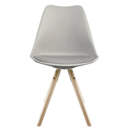 Fusion Living Soho Light Grey Plastic Dining Chair With Pyramid Light Wood Legs - thumbnail 7