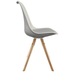 Fusion Living Soho Light Grey Plastic Dining Chair With Pyramid Light Wood Legs - thumbnail 6